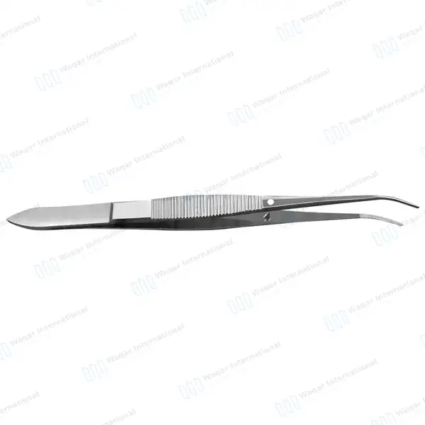 Eye Dressing Forceps 4″ Serrated Half Curved - surgical instruments manufactured by Waqar International, Sialkot - view 6