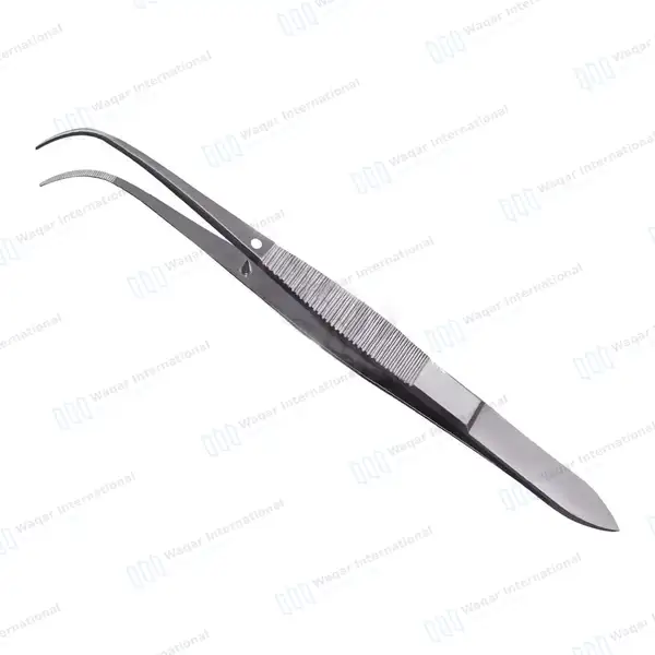 3 Pcs Eye Dressing Forceps 4″ Serrated Straight, Half & Full Curved - surgical instruments manufactured by Waqar International, Sialkot - view 5