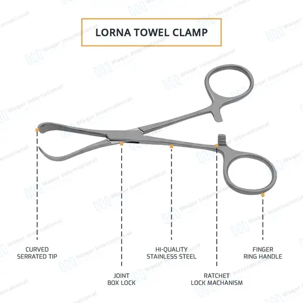 Lorna Non-Perforating Towel Clamp 5.25″ Inward Curved Jaws - surgical instruments manufactured by Waqar International, Sialkot - view 4