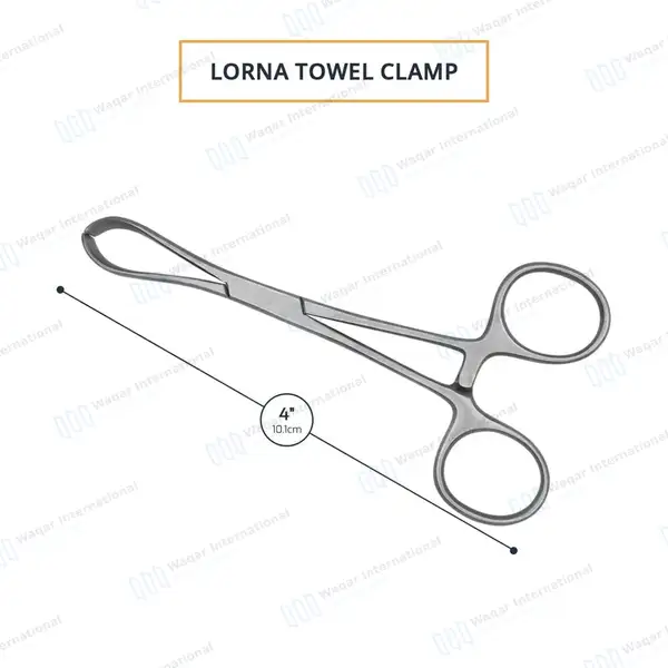 Lorna Non-Perforating Towel Clamp 4″ Inward Curved Jaws - surgical instruments manufactured by Waqar International, Sialkot - view 3