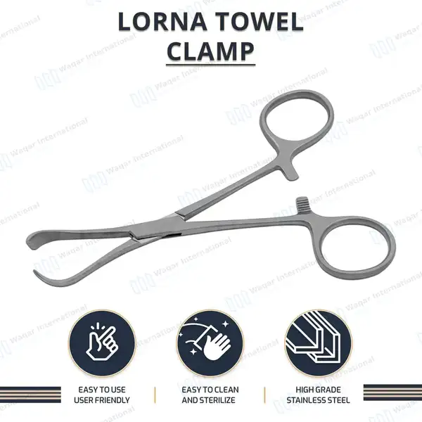 Lorna Non-Perforating Towel Clamp 4″ Inward Curved Jaws - surgical instruments manufactured by Waqar International, Sialkot - view 10