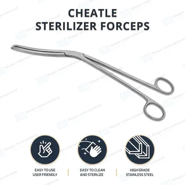 Cheattle Sterilizing Forceps 11″ Slightly Curved Jaws - surgical instruments manufactured by Waqar International, Sialkot - view 9
