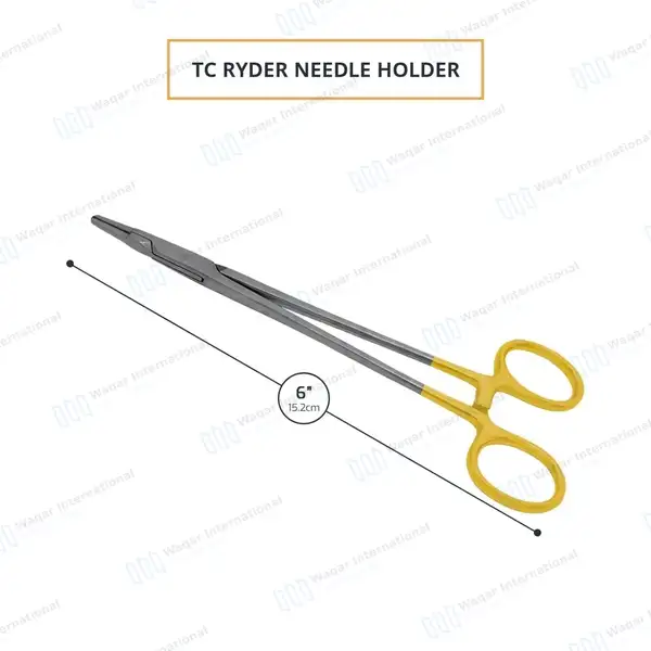 TC Ryder Needle Holder 6″ Serrated Jaws - surgical instruments manufactured by Waqar International, Sialkot - view 3