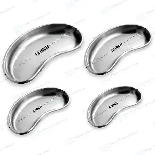 4 Kidney Bowl Basin Emesis Tray Set 6″, 8″, 10″ & 12″ - surgical instruments manufactured by Waqar International, Sialkot - view 3