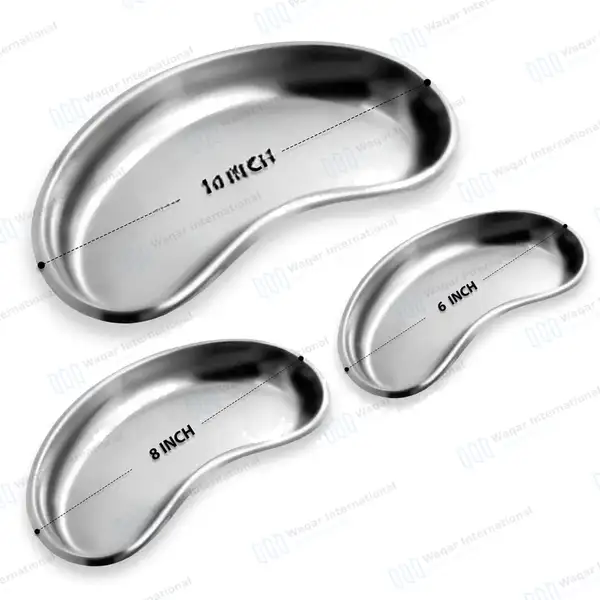 3 Kidney Bowl Basin Emesis Tray Set 6″, 8″ & 10″ - surgical instruments manufactured by Waqar International, Sialkot - view 3