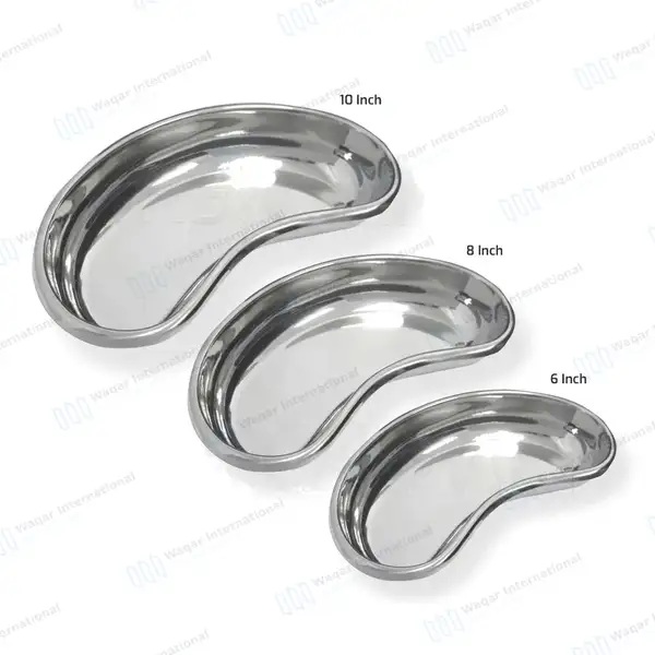 3 Kidney Bowl Basin Emesis Tray Set 6″, 8″ & 10″ - surgical instruments manufactured by Waqar International, Sialkot - view 4