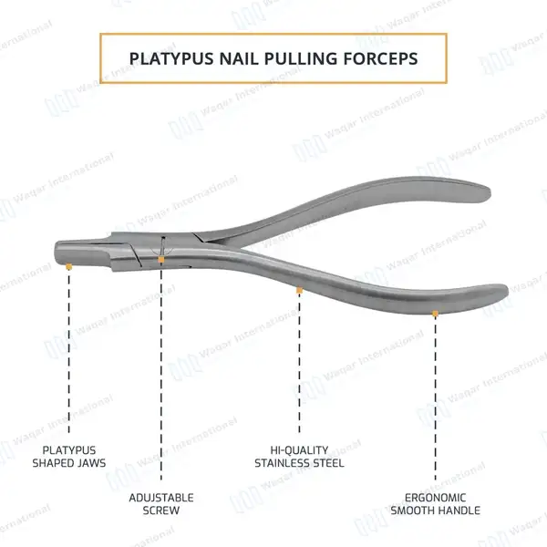Platypus Nail Pulling Forceps 5.5″ Standard Wide Jaws - surgical instruments manufactured by Waqar International, Sialkot - view 4