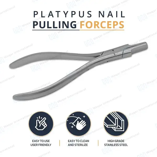 Platypus Nail Pulling Forceps 5.5″ Standard Wide Jaws - surgical instruments manufactured by Waqar International, Sialkot - view 9