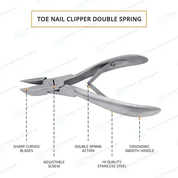 Double Spring Toenail Nipper 4.5″ for Thick Ingrown Nails - surgical instruments manufactured by Waqar International, Sialkot - view 4
