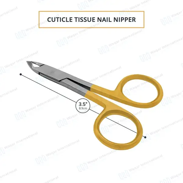 Cuticle Nipper Scissor Style 3.5″ (8.9cm) Gold Ring Handle - surgical instruments manufactured by Waqar International, Sialkot - view 3