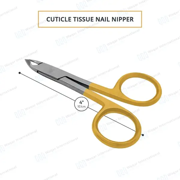 Cuticle Nipper Scissor 4″ Gold Ring Handle - surgical instruments manufactured by Waqar International, Sialkot - view 3