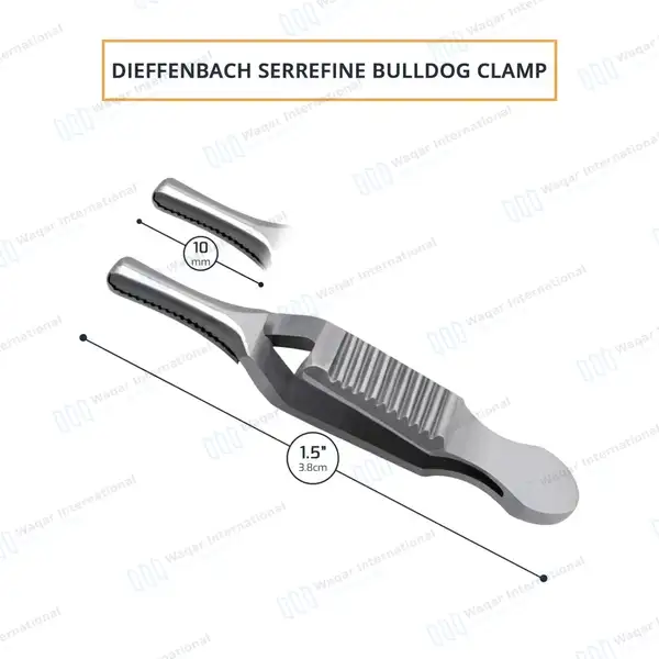 Dieffenbach Serrefine Clamp 1 1/2″ (3.8cm) Straight - surgical instruments manufactured by Waqar International, Sialkot - view 2