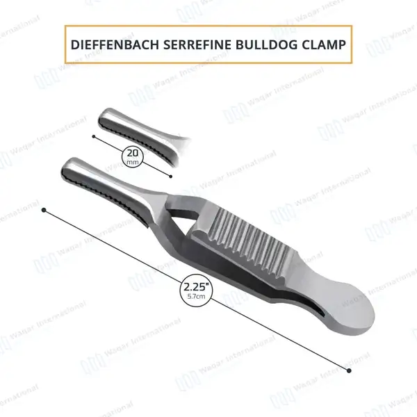 Dieffenbach Serrefine Bulldog Clamp 2 1/4″ (5.7cm) Straight - surgical instruments manufactured by Waqar International, Sialkot - view 2