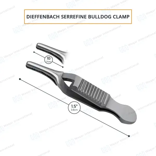 Dieffenbach Serrefine Clamp 1 1/2″ (3.8cm) Curved - surgical instruments manufactured by Waqar International, Sialkot - view 2