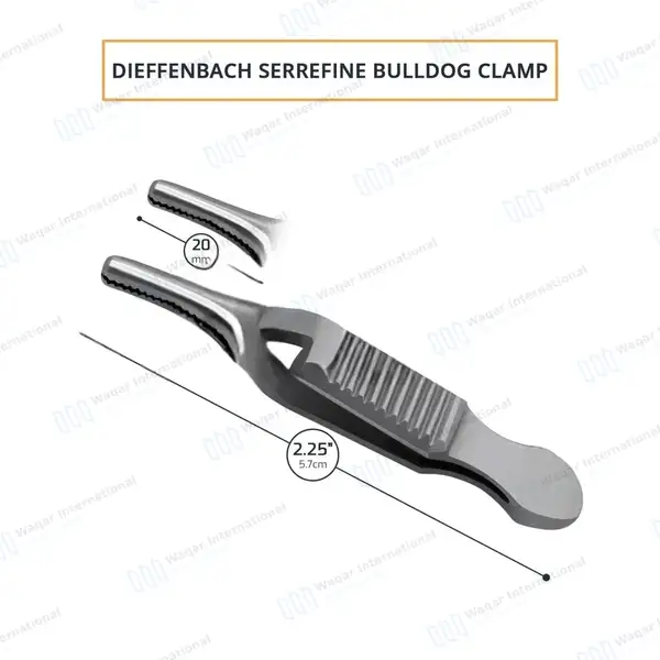 Dieffenbach Serrefine Clamp 2 1/4″ (5.7cm) Curved - surgical instruments manufactured by Waqar International, Sialkot - view 3