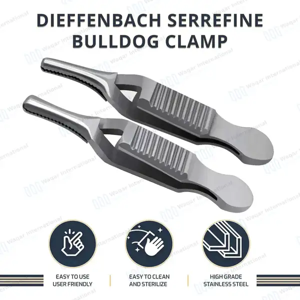 2 Dieffenbach Serrefine Clamps 1.5″ (3.8cm) Straight Curved - surgical instruments manufactured by Waqar International, Sialkot - view 7
