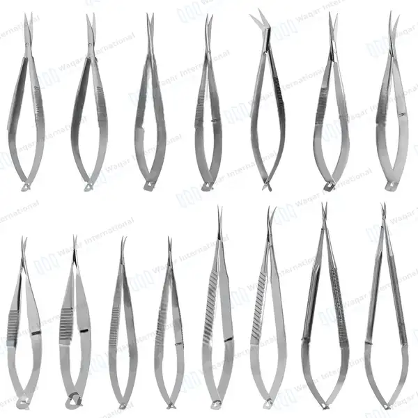 15 Pcs Micro Surgery Scissors Set Straight Curved & Angled - surgical instruments manufactured by Waqar International, Sialkot - view 2
