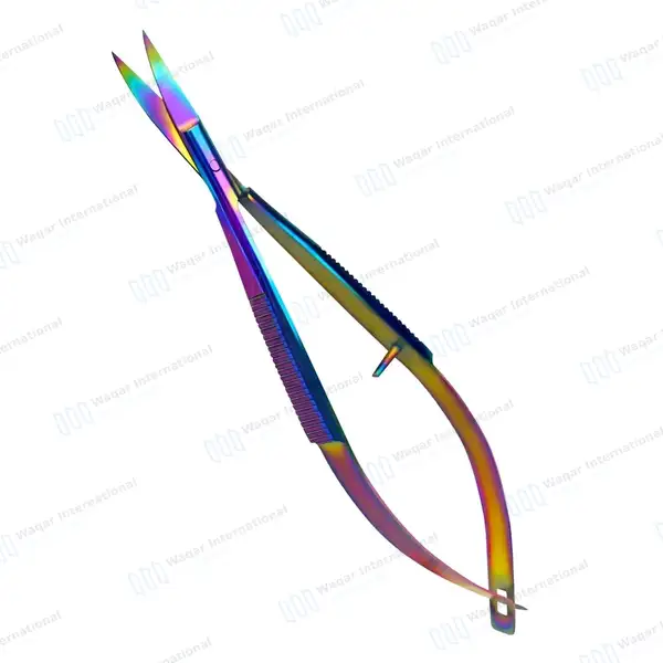 Rainbow Castroviejo Scissors 4.5″ Curved - surgical instruments manufactured by Waqar International, Sialkot - view 2