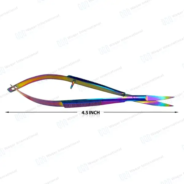 Rainbow Castroviejo Scissors 4.5″ Curved - surgical instruments manufactured by Waqar International, Sialkot - view 3