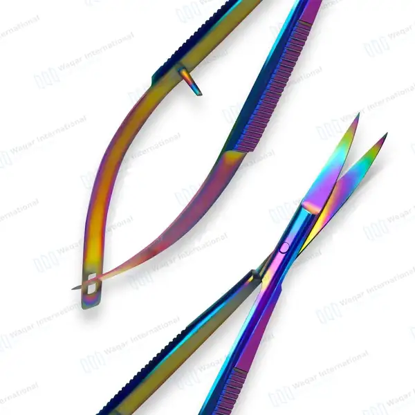 Rainbow Castroviejo Scissors 4.5″ Curved - surgical instruments manufactured by Waqar International, Sialkot - view 7