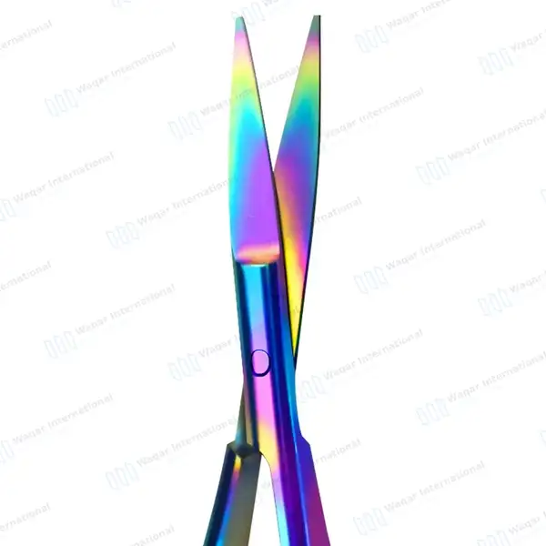 2 Rainbow Castroviejo Scissors 4.5″ Straight & Curved - surgical instruments manufactured by Waqar International, Sialkot - view 2