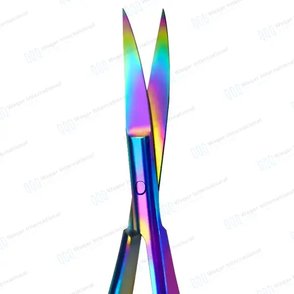 2 Rainbow Castroviejo Scissors 4.5″ Straight & Curved - surgical instruments manufactured by Waqar International, Sialkot - view 3