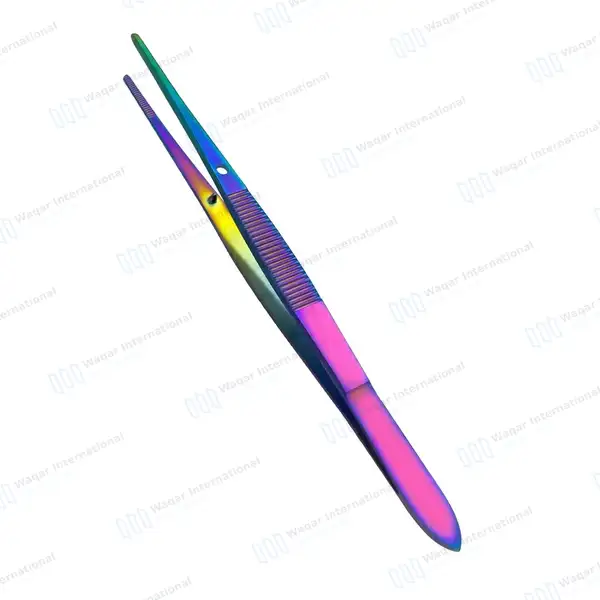 Rainbow Iris Forceps 4″ Serrated Straight - surgical instruments manufactured by Waqar International, Sialkot - view 2