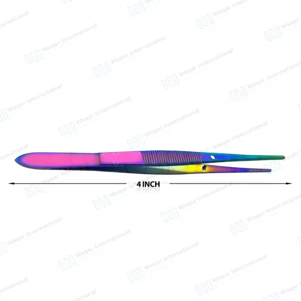 Rainbow Iris Forceps 4″ Serrated Straight - surgical instruments manufactured by Waqar International, Sialkot - view 3