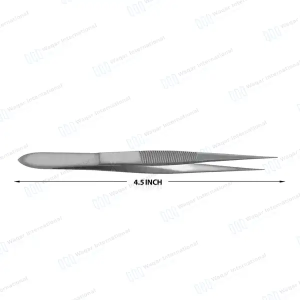 Splinter Forceps 4.5″ Fine Point Serrated Tips - surgical instruments manufactured by Waqar International, Sialkot - view 3