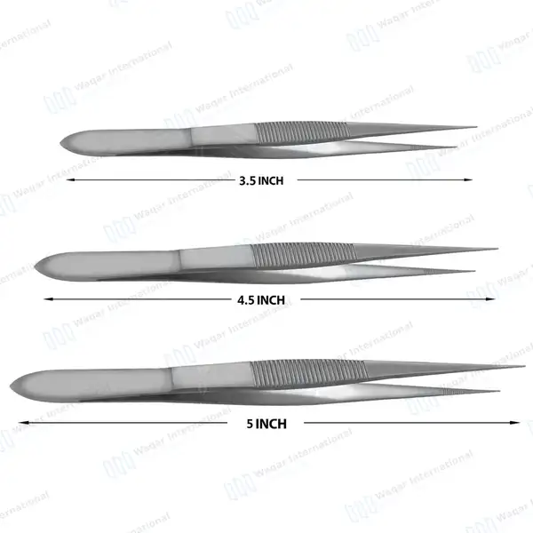 Splinter Forceps 5″ Fine Point Straight Serrated Tips - surgical instruments manufactured by Waqar International, Sialkot - view 3