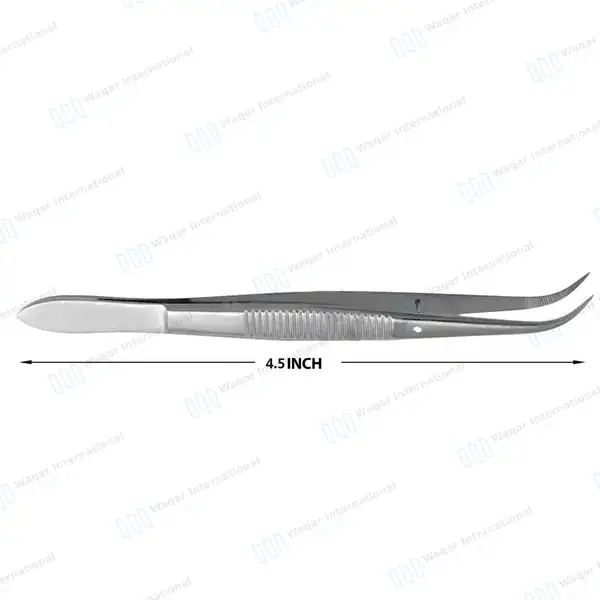 Splinter Forceps 4.5″ Fine Point Curved Serrated Tips - surgical instruments manufactured by Waqar International, Sialkot - view 3