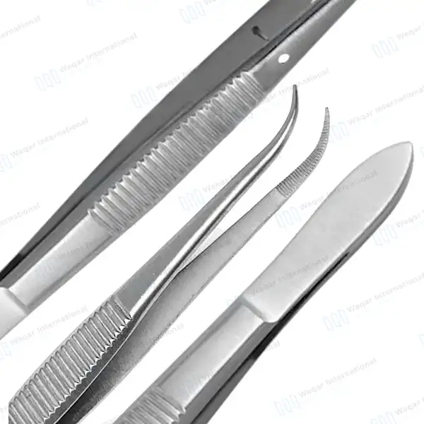 Splinter Forceps 4.5″ Fine Point Curved Serrated Tips - surgical instruments manufactured by Waqar International, Sialkot - view 6