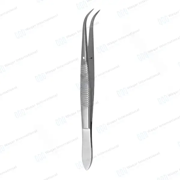 Splinter Forceps 4.5″ Fine Point Curved Serrated Tips - surgical instruments manufactured by Waqar International, Sialkot - view 7