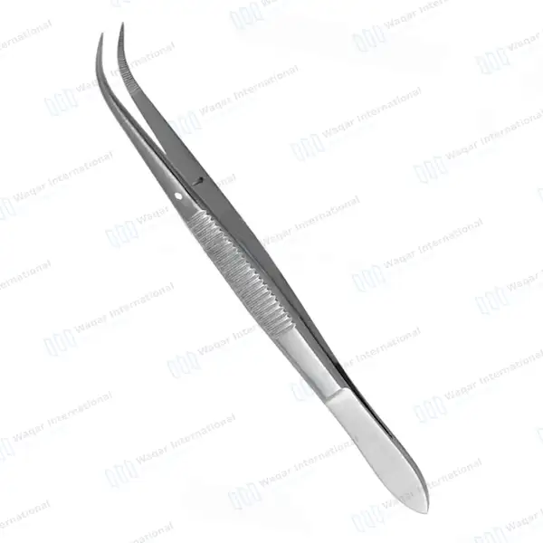 Splinter Forceps 5″ Fine Point Curved Serrated Tips - surgical instruments manufactured by Waqar International, Sialkot - view 2
