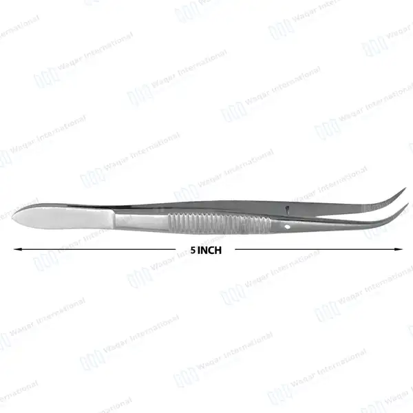 Splinter Forceps 5″ Fine Point Curved Serrated Tips - surgical instruments manufactured by Waqar International, Sialkot - view 3