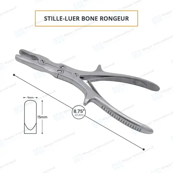 Stille-Luer Bone Rongeur 8.75″ Straight Jaws 9mmx15mm - surgical instruments manufactured by Waqar International, Sialkot - view 3