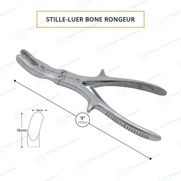Stille-Luer Bone Rongeur 8.75″ Curved Jaws 9mmx15mm - surgical instruments manufactured by Waqar International, Sialkot - view 3