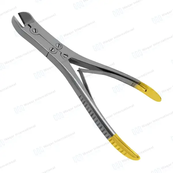 T/C Pin & Wire Cutter Double Action 7″ Angled Max Cutting Capacity 1.6mm (1/16″) - surgical instruments manufactured by Waqar International, Sialkot - view 7