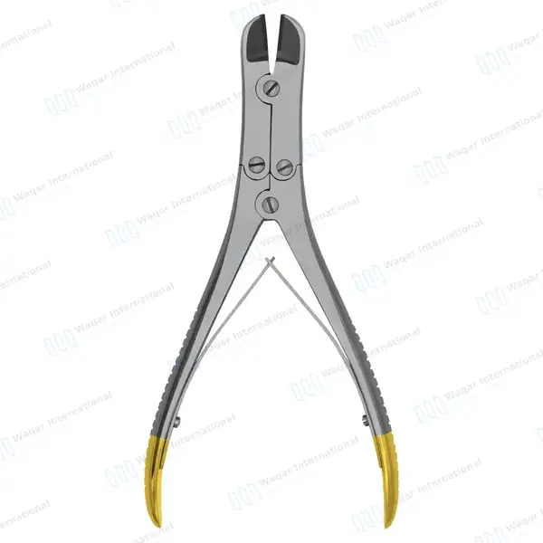 T/C Pin & Wire Cutter Double Action 9″ Angled Max Cutting Capacity 2.4mm (3/32″) - surgical instruments manufactured by Waqar International, Sialkot - view 6