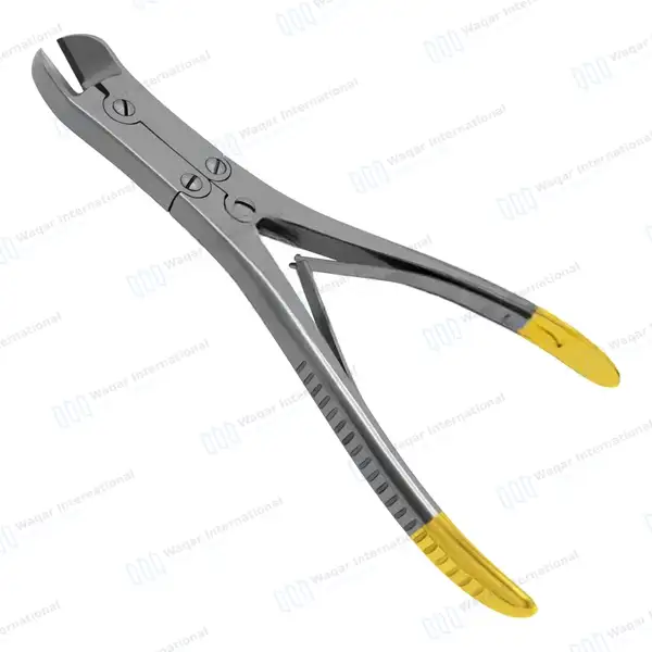 T/C Pin & Wire Cutter Double Action 9″ Angled Max Cutting Capacity 2.4mm (3/32″) - surgical instruments manufactured by Waqar International, Sialkot - view 7