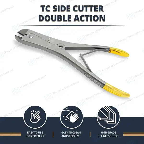 T/C Side Cutter Double Action 9″ Max Cutting Capacity 2.4mm 3/32″ - surgical instruments manufactured by Waqar International, Sialkot - view 7