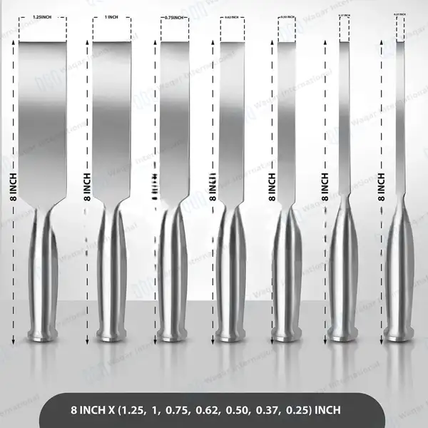 7 Pcs Smith Peterson Chisel Set 8″ Straight 0.64cm-3.2cm Blades - orthopedic instruments manufactured by Waqar International, Sialkot - view 2