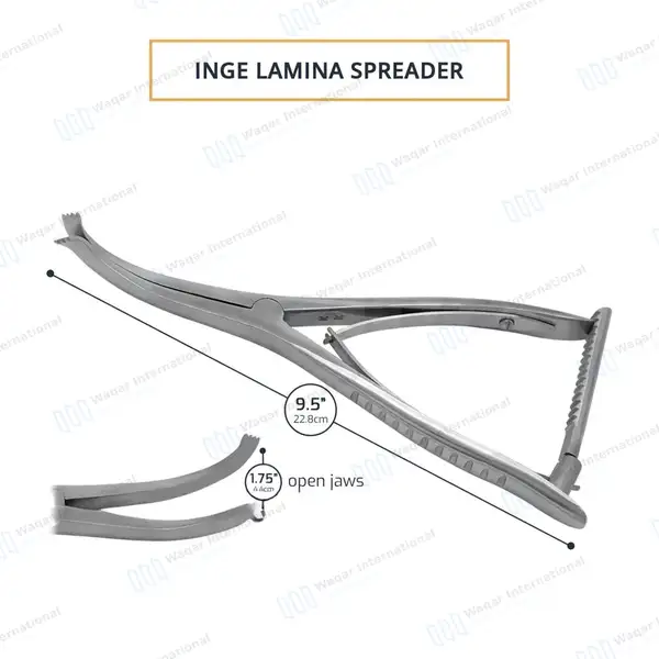 Inge Lamina Spreader 9.5″ Jaws Open to 1 3/4″ with Teeth - surgical instruments manufactured by Waqar International, Sialkot - view 3