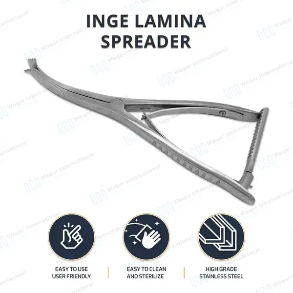 Inge Lamina Spreader 9.5″ Jaws Open to 1 3/4″ with Teeth - surgical instruments manufactured by Waqar International, Sialkot - view 10