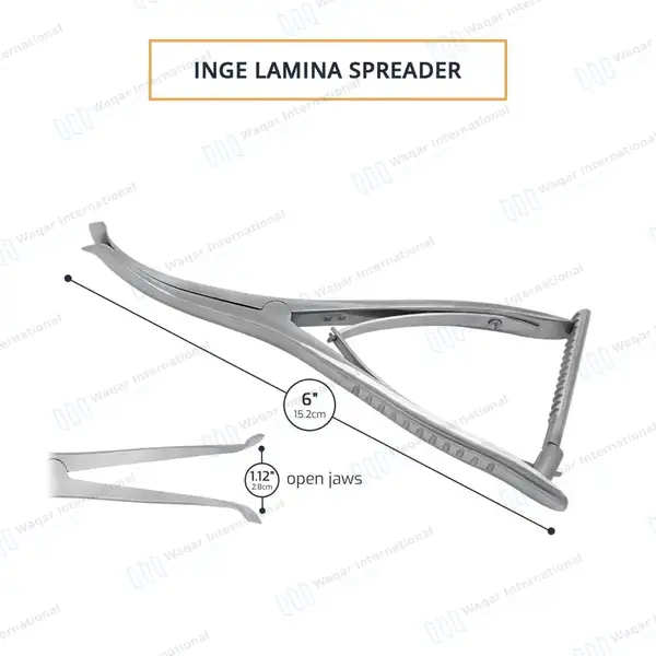 Inge Lamina Spreader 6″ Jaws Open to 1 1/8″ Without Teeth - surgical instruments manufactured by Waqar International, Sialkot - view 3
