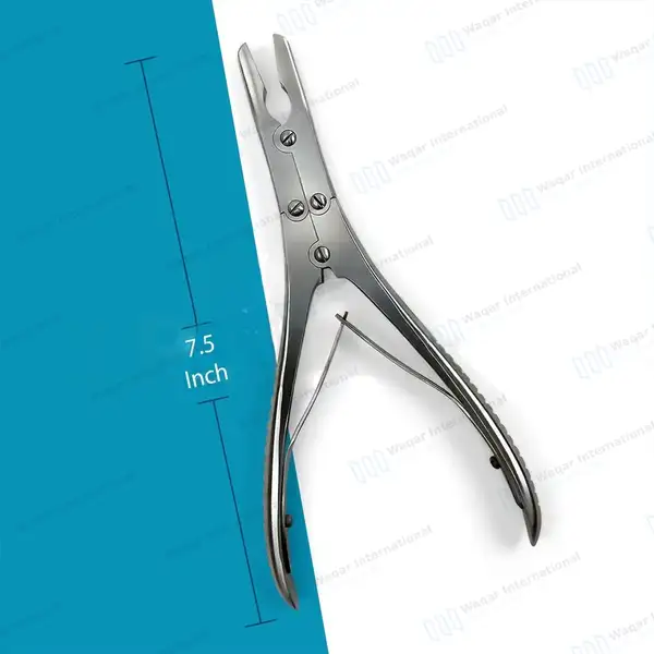 2 Ruskin Bone Rongeur 7.5″ Straight & Curved 5mm Bite Double Action - surgical instruments manufactured by Waqar International, Sialkot - view 3