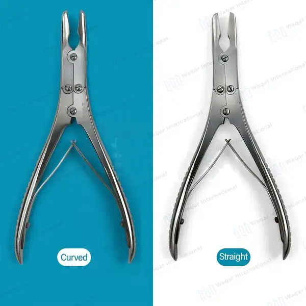 2 Ruskin Bone Rongeur 6″ Straight & Curved 3mm Bite Double Action - surgical instruments manufactured by Waqar International, Sialkot - view 2