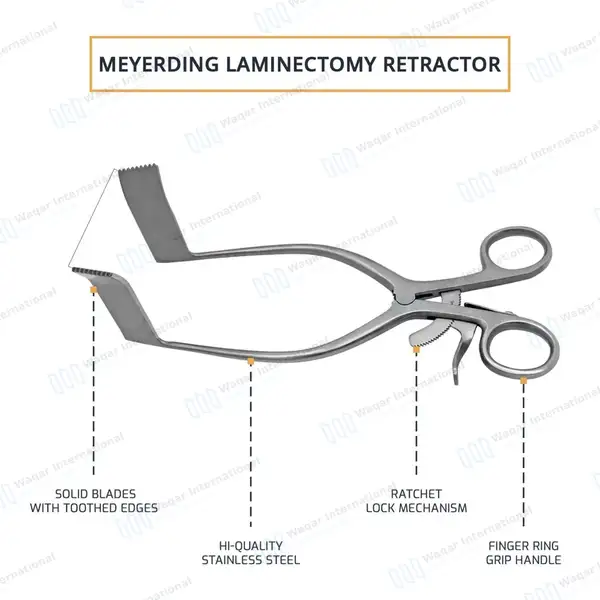 Meyerding Self-Retaining Laminectomy Retractor 1.9 X 6.1cm Blade 3.75″ Spread - surgical instruments manufactured by Waqar International, Sialkot - view 4
