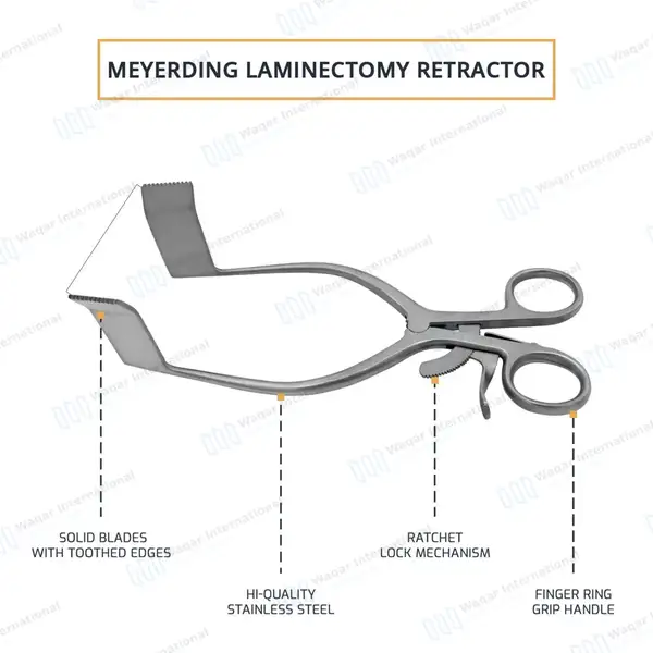 Meyerding Self-Retaining Laminectomy Retractor 2.5 X 4.4cm Blade 3.75″ Spread - surgical instruments manufactured by Waqar International, Sialkot - view 3