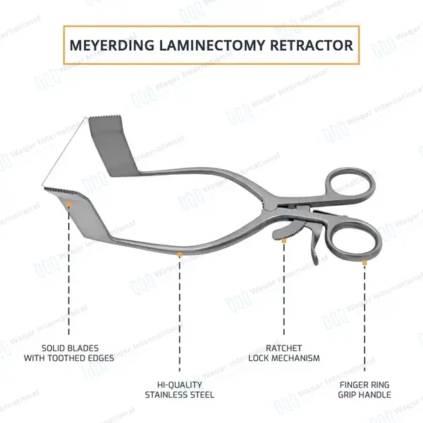 Meyerding Self-Retaining Laminectomy Retractor 2.5 X 5.4cm Blade 3.75″ Spread - surgical instruments manufactured by Waqar International, Sialkot - view 4
